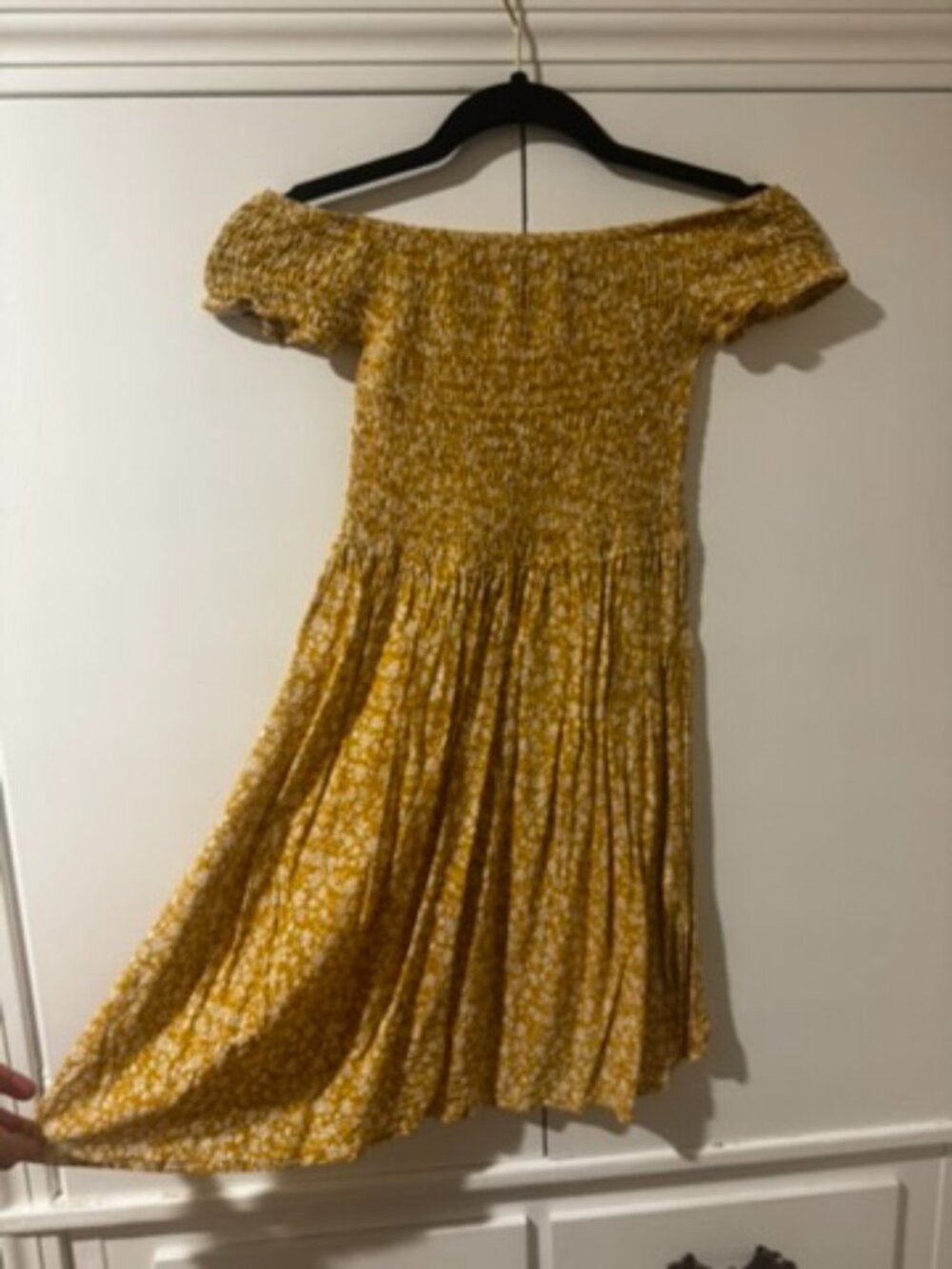 Yellow floral off the shoulder dress - Small
